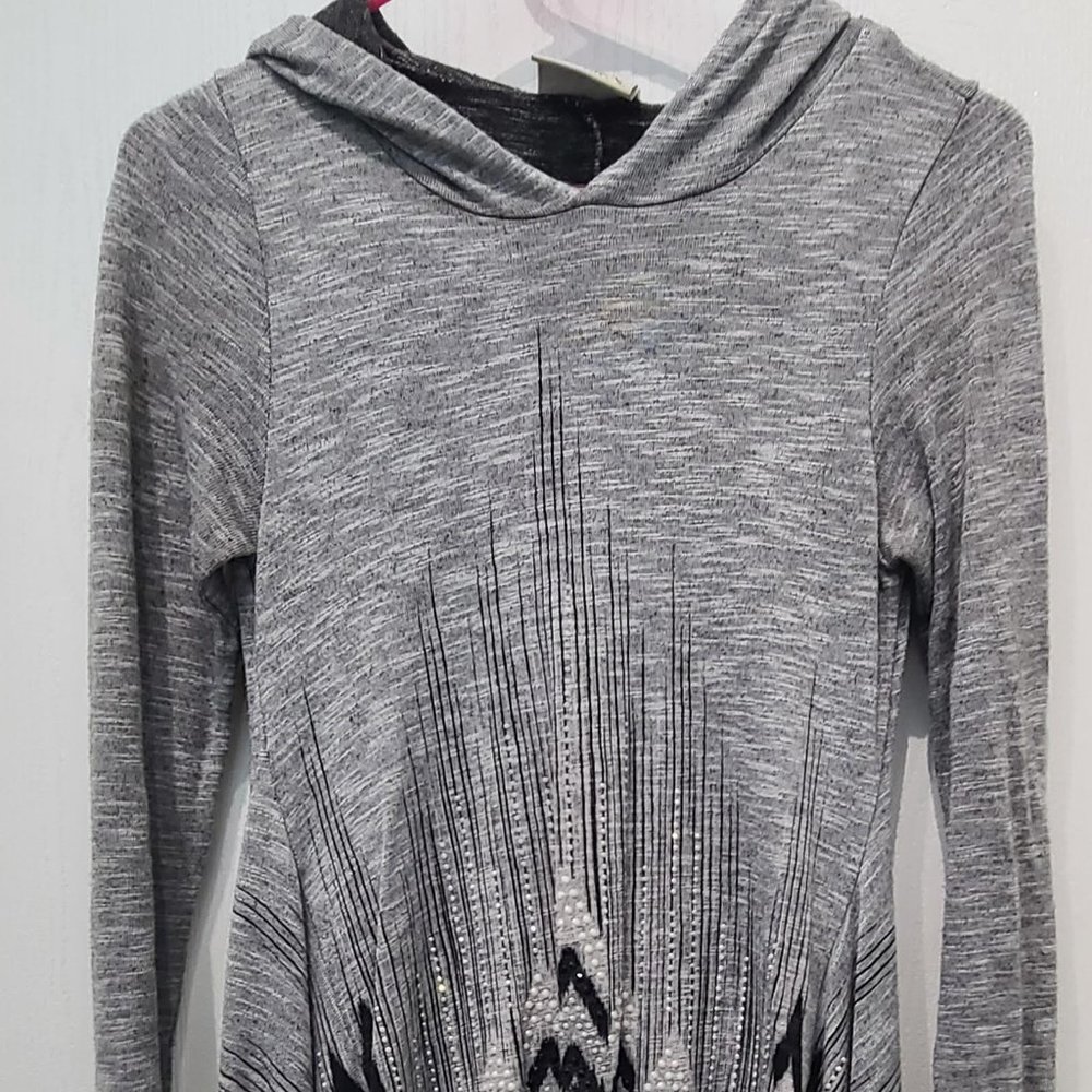 Hooded Tunic with Rhinestones